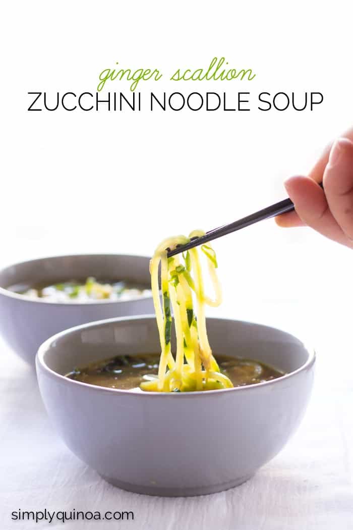 Ginger Scallion Zucchini Noodle Soup - healthy, vegetarian + paleo!