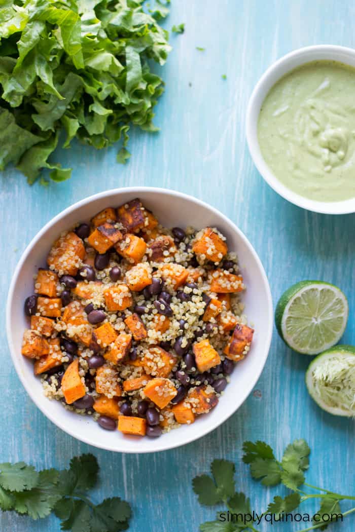 Chili Roasted Sweet Potato + Black Bean Quinoa Salad - Simply Quinoa