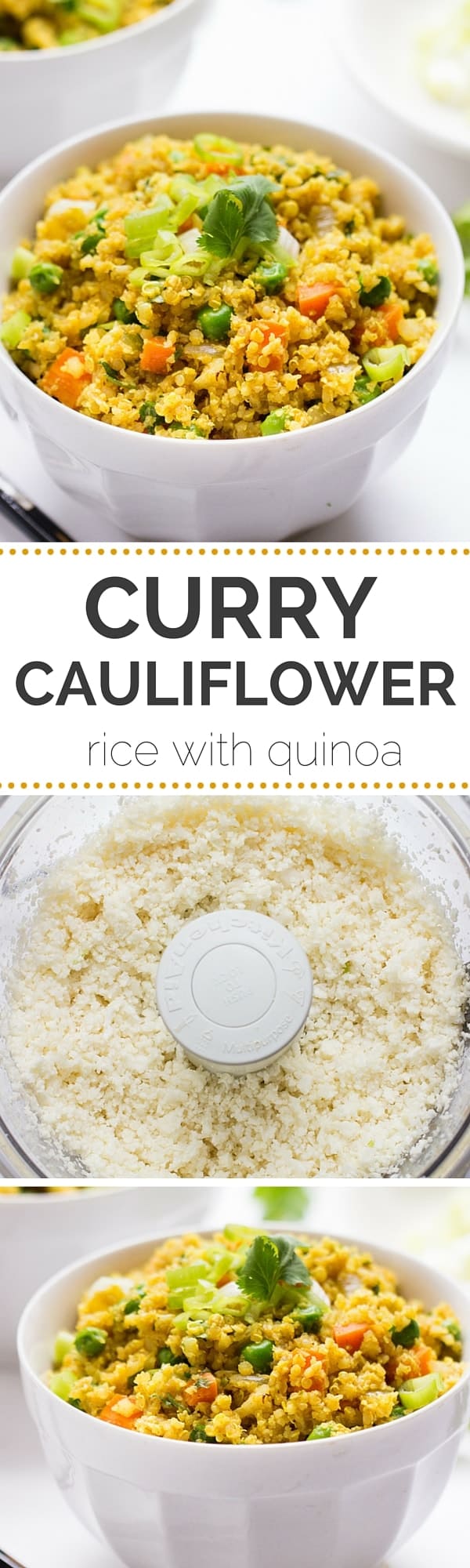 Curry Cauliflower Rice with Quinoa - a quick, easy and vegetarian meal everyone will love | recipe on simplyquinoa.com | gluten-free + vegan