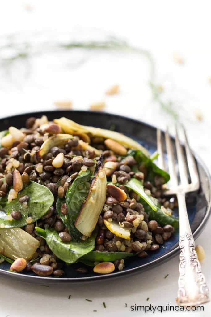 Warm Lentil Salad With Spinach & Quinoa - Simply Quinoa