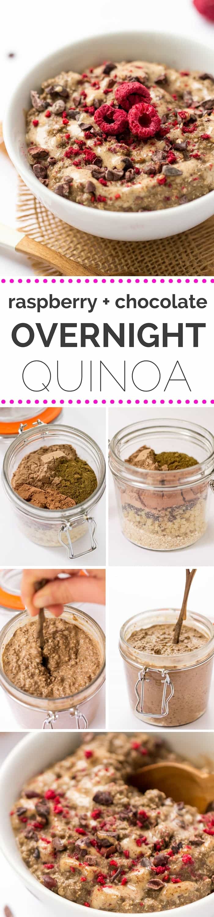 Getting bored of overnight oats? Time to try OVERNIGHT QUINOA! Higher protein, faster to make and every bit as delicious (especially when chocolate is involved) -- gluten-free + vegan