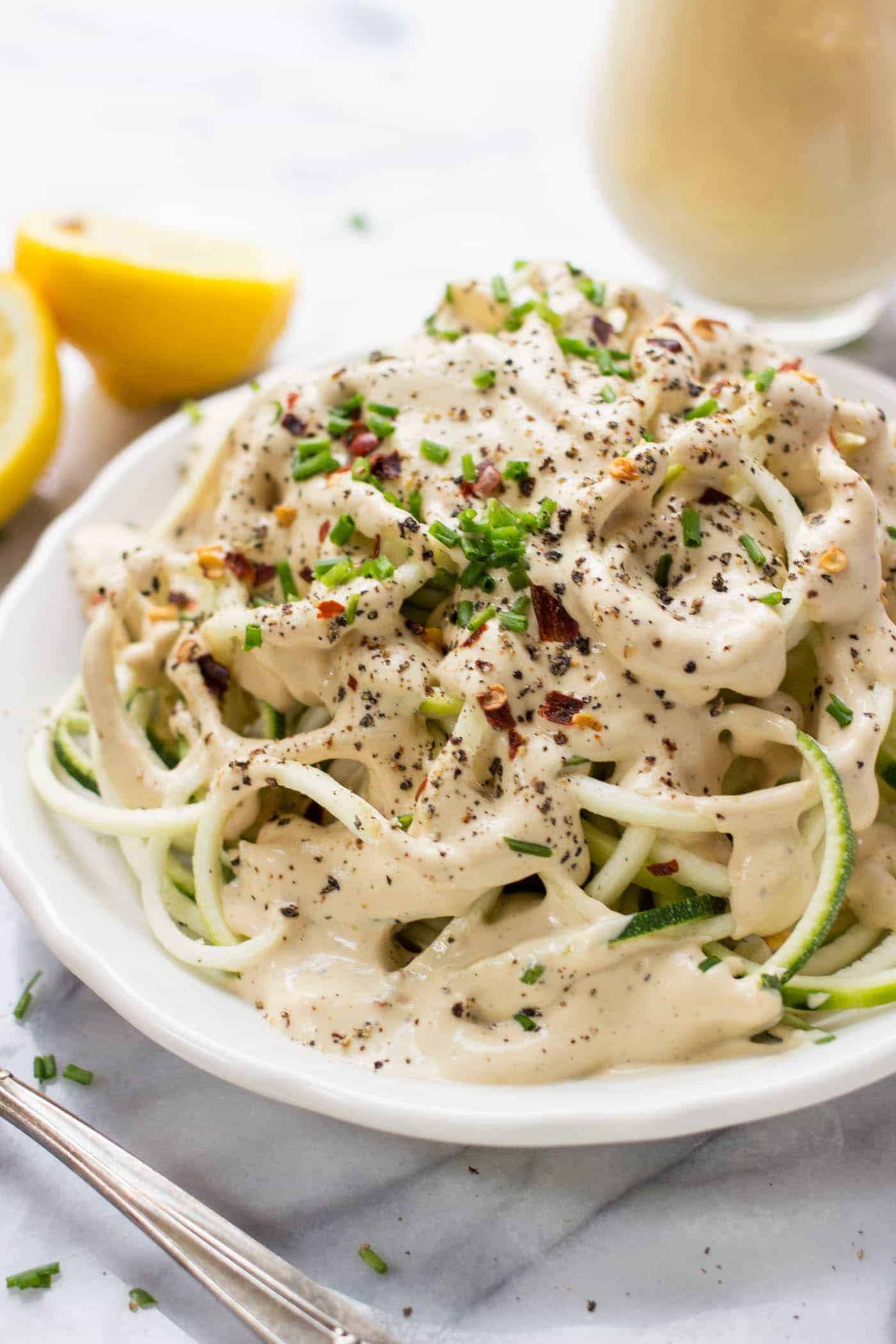 Zucchini Noodles with Vegan Lemon Cream Sauce