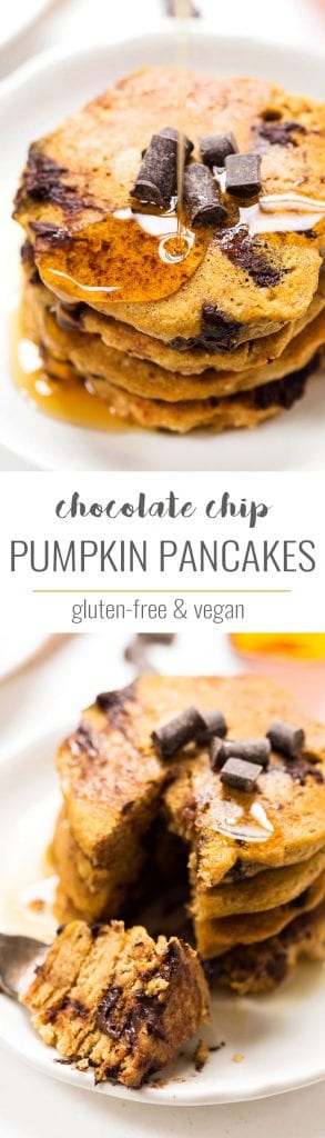 Vegan Pumpkin Chocolate Chip Pancakes - Simply Quinoa