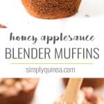 Made in your BLENDER in just 5 minutes, these Healthy Honey Applesauce Muffins make a deliciously healthy breakfast or sweet snack!