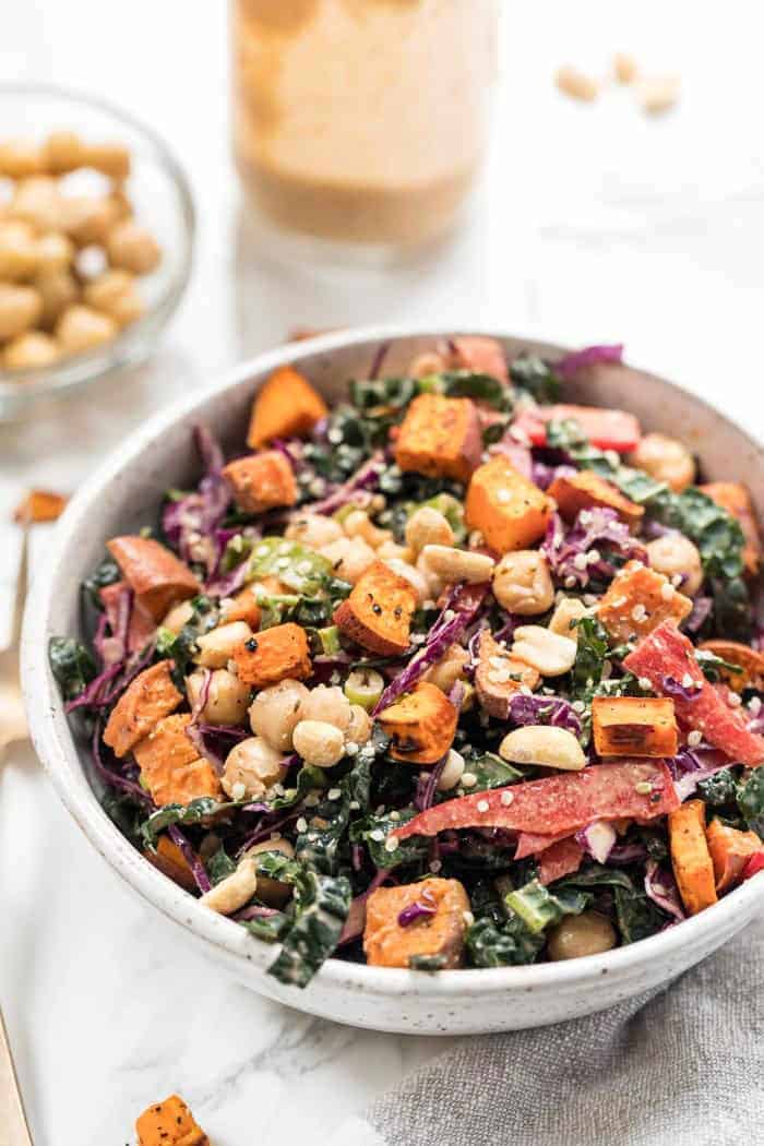 Thai Superfood Kale Salad with Sweet Potatoes - Simply Quinoa