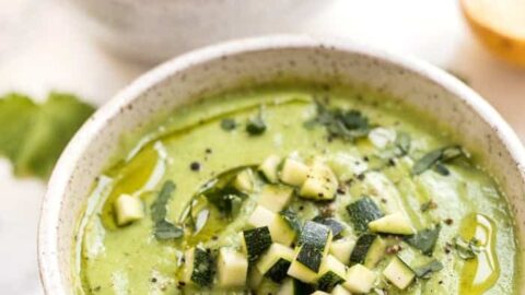 Healthy Avocado Zucchini Soup served cold