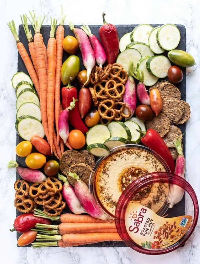 Summer Hummus Board with Fresh Veggies