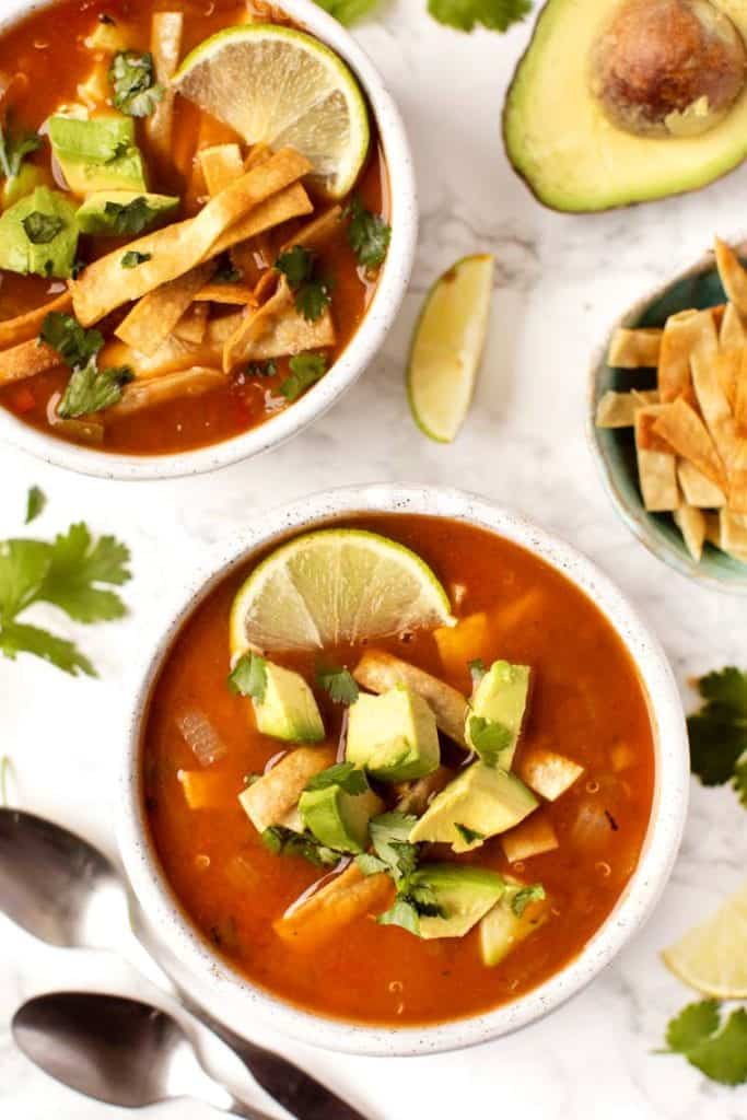 Vegan Tortilla Soup with Quinoa - Simply Quinoa