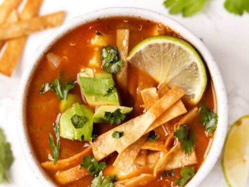 Crockpot Spicy Vegetarian Tortilla Soup with Quinoa. - Half Baked