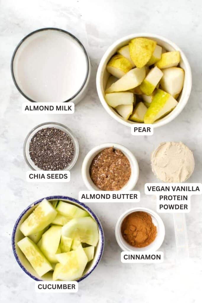 Ingredients for Cucumber Pear Smoothie.