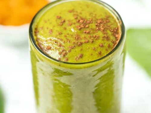 Healthy Green Pumpkin Spice Smoothie Recipe - Thrifty Brittany