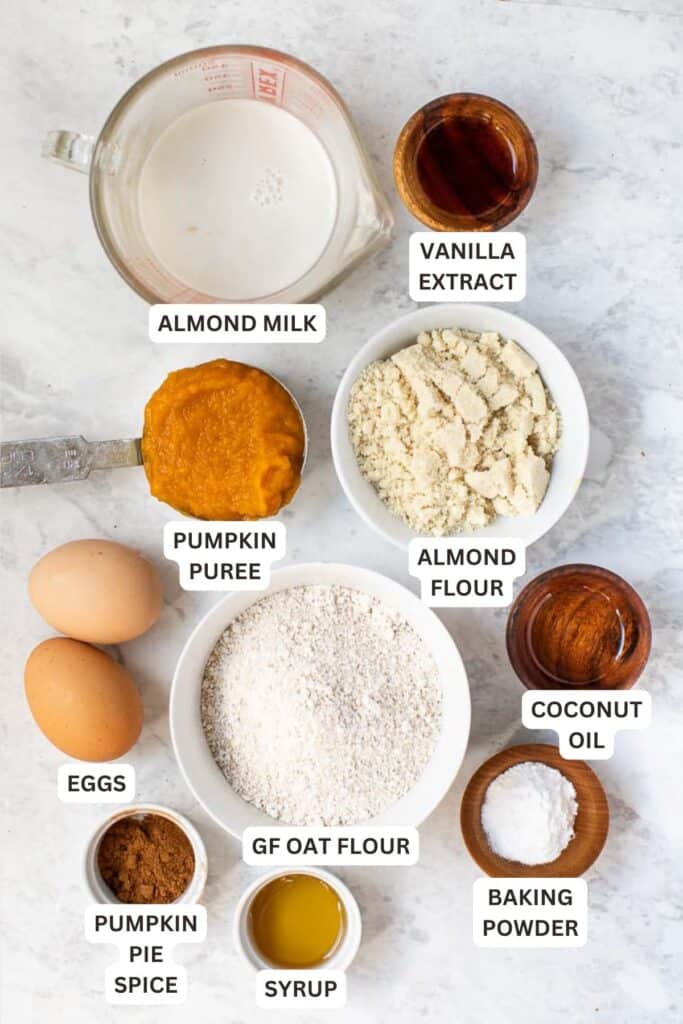 Ingredients for Gluten-Free Pumpkin Pancakes.