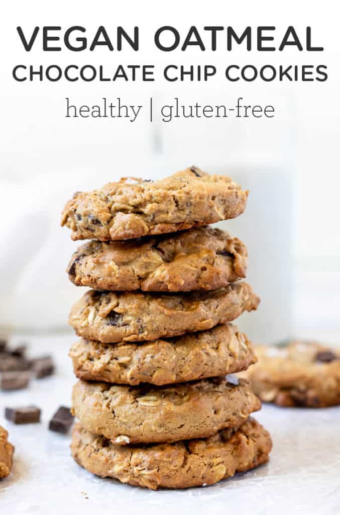 The BEST Vegan Oatmeal Chocolate Chip Cookies {GF}