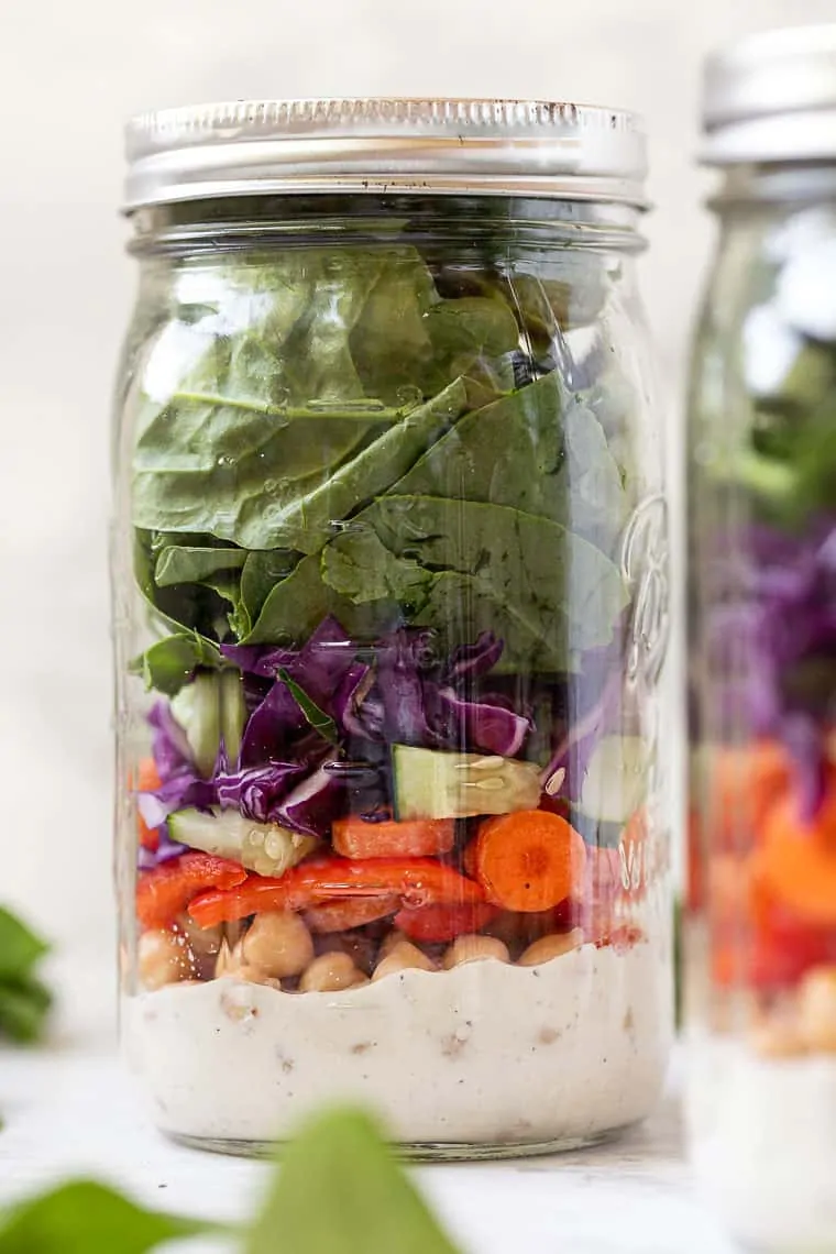 Rainbow Quinoa Salad Jars with Peanut Miso Dressing - Healthyish Appetite