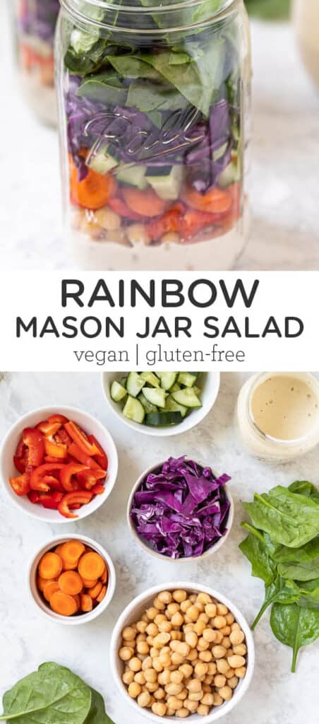 Rainbow Veggie Mason Jar Salad Easy Vegan Meal Prep Idea