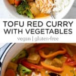 Pinterest title image for Tofu Red Curry with Vegetables.