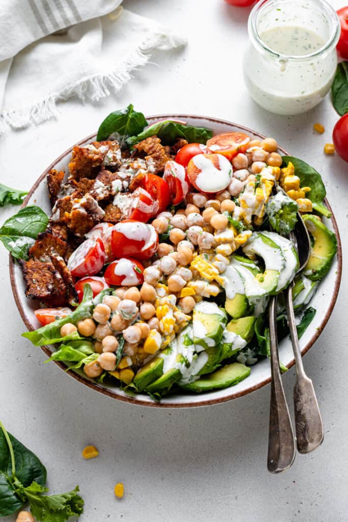 Vegan Cobb Salad with Tempeh Bacon & Tahini Dressing - Simply Quinoa