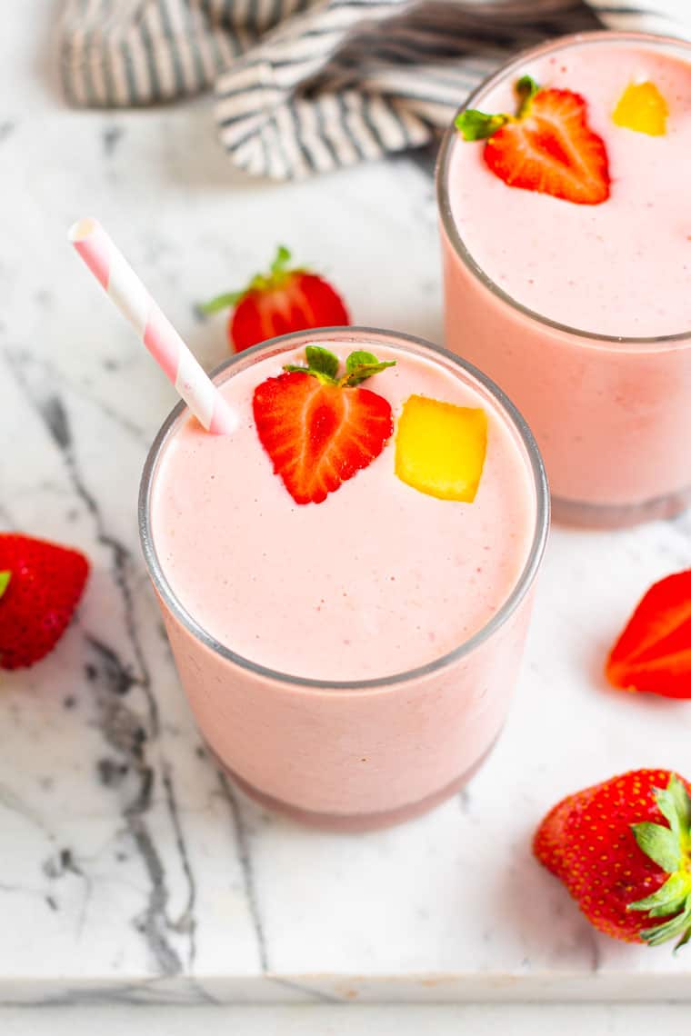 Healthy Strawberry Mango Smoothie - Little Sunny Kitchen