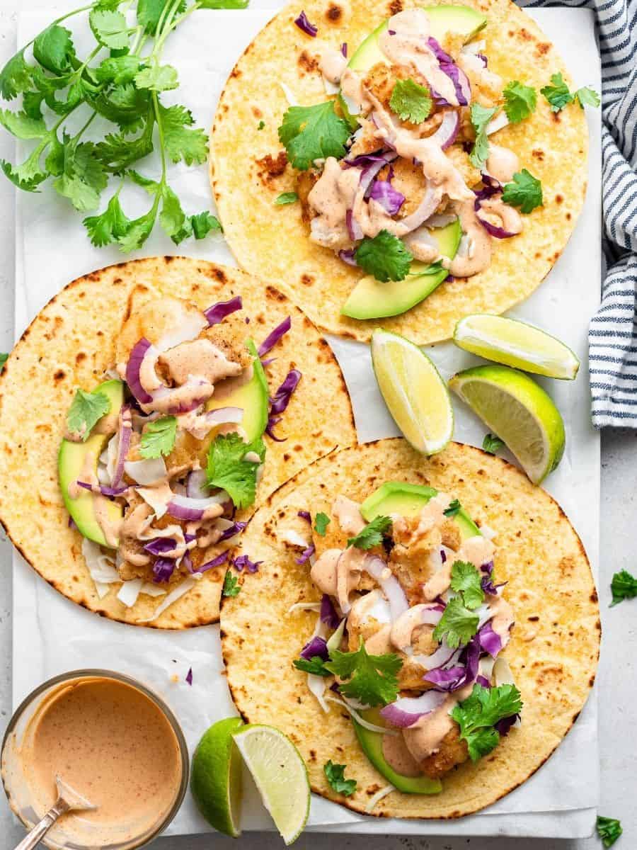 Master Pan 3 SECTION Pan FISH TACOS simple recipes 