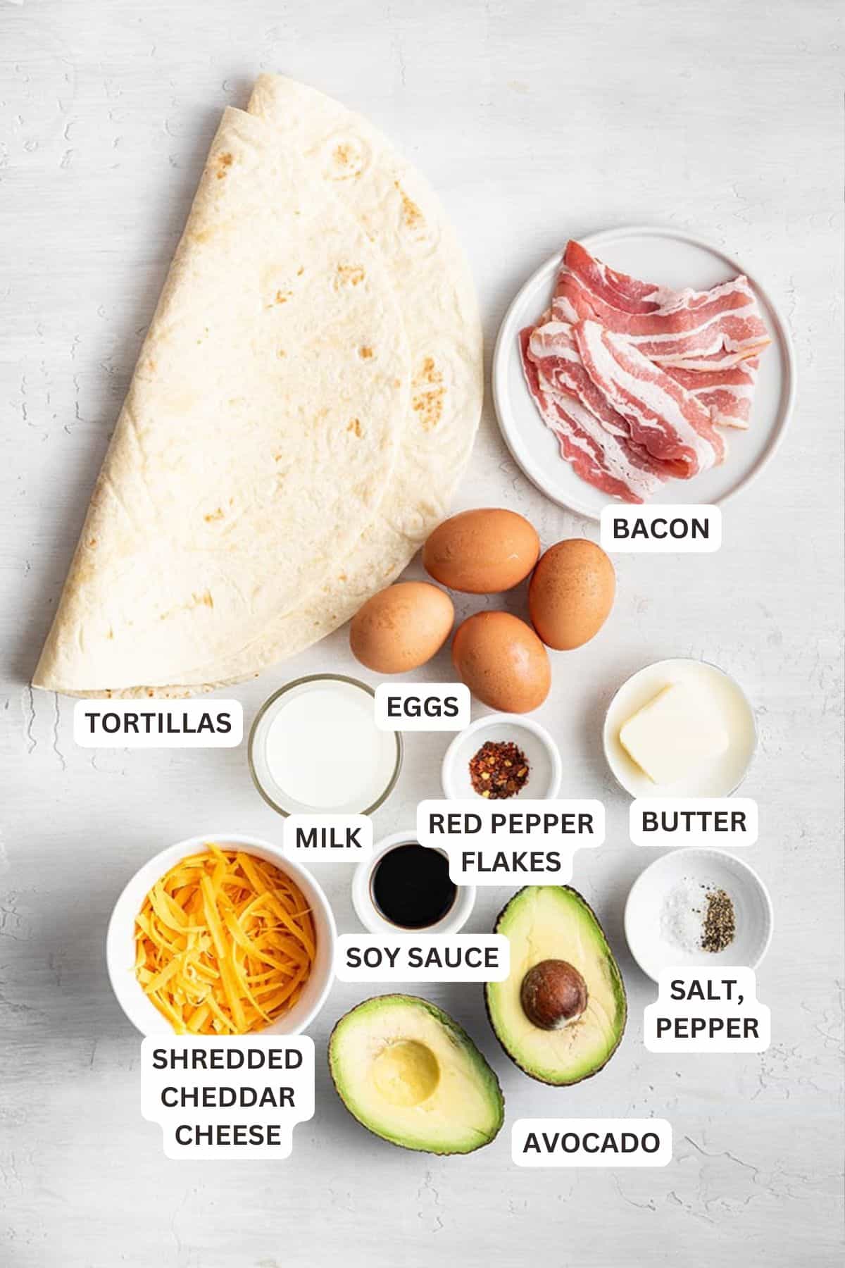 Ingredients for Basic Breakfast Burrito.