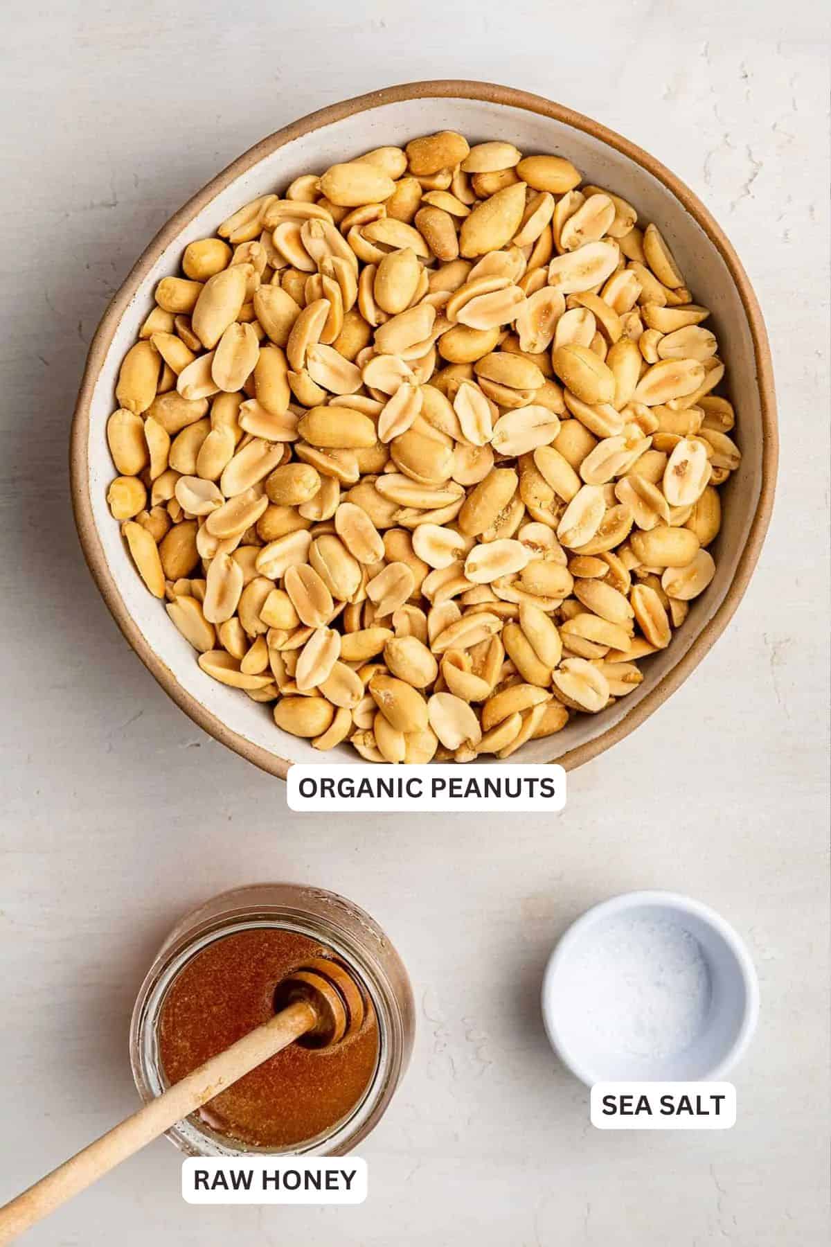 Ingredients for Honey Roasted Peanut Butter Recipe.