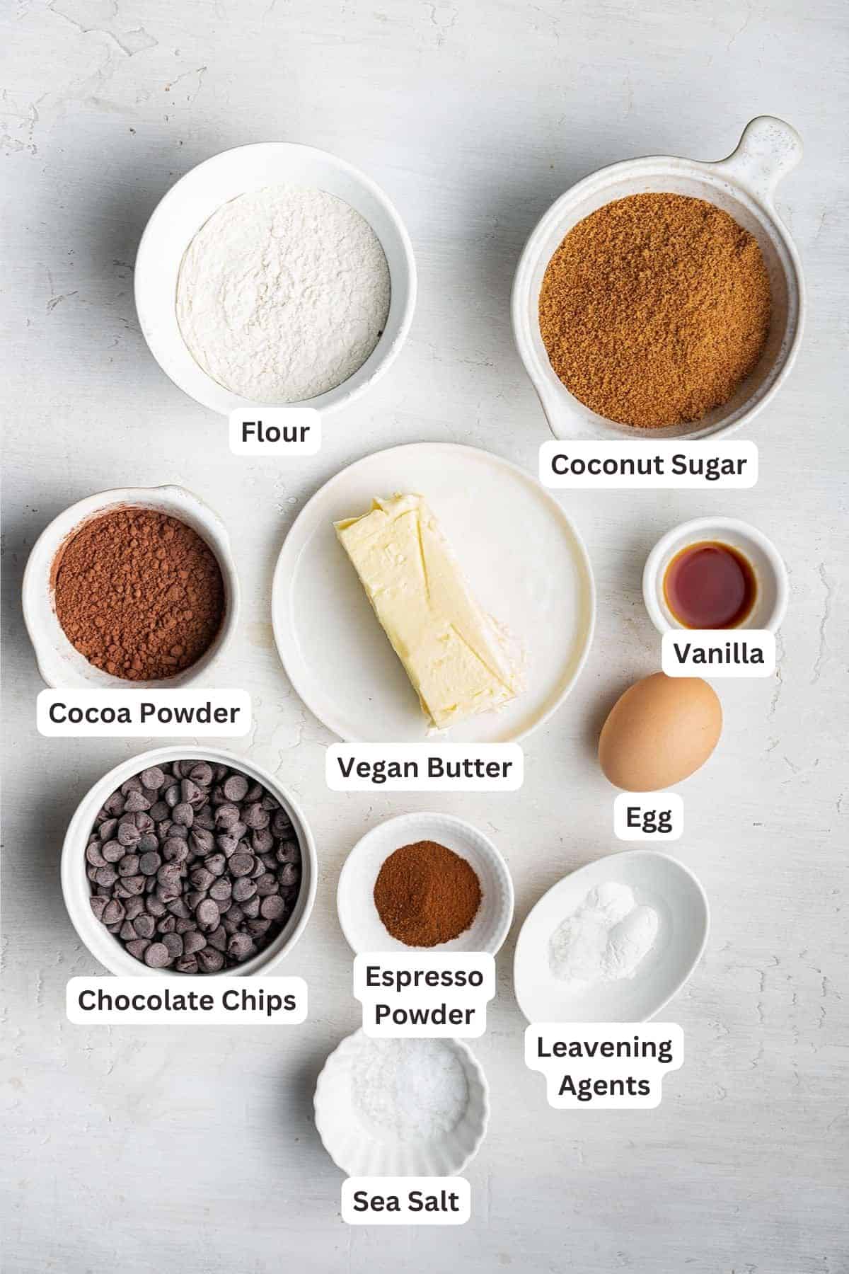 Ingredients for Espresso Cookies.