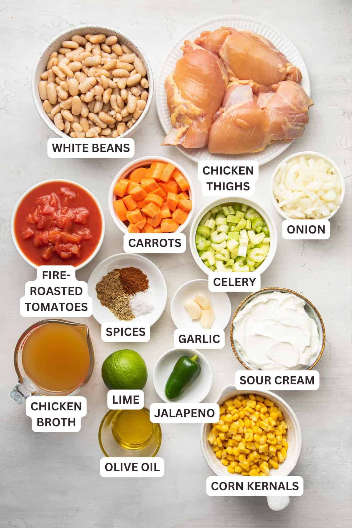 Ingredients for Instant Pot White Chicken Chili.