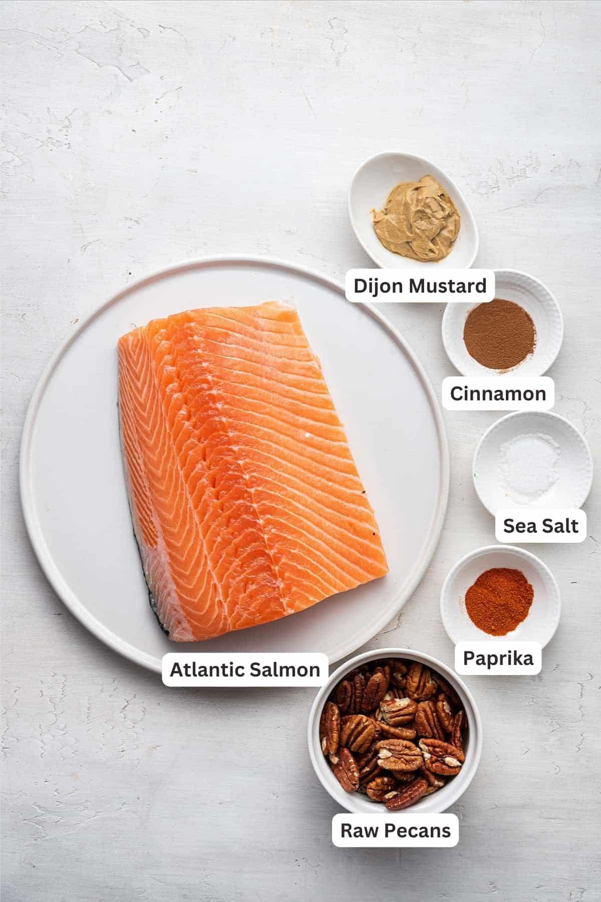 Ingredients for Cinnamon & Pecan Crusted Salmon.