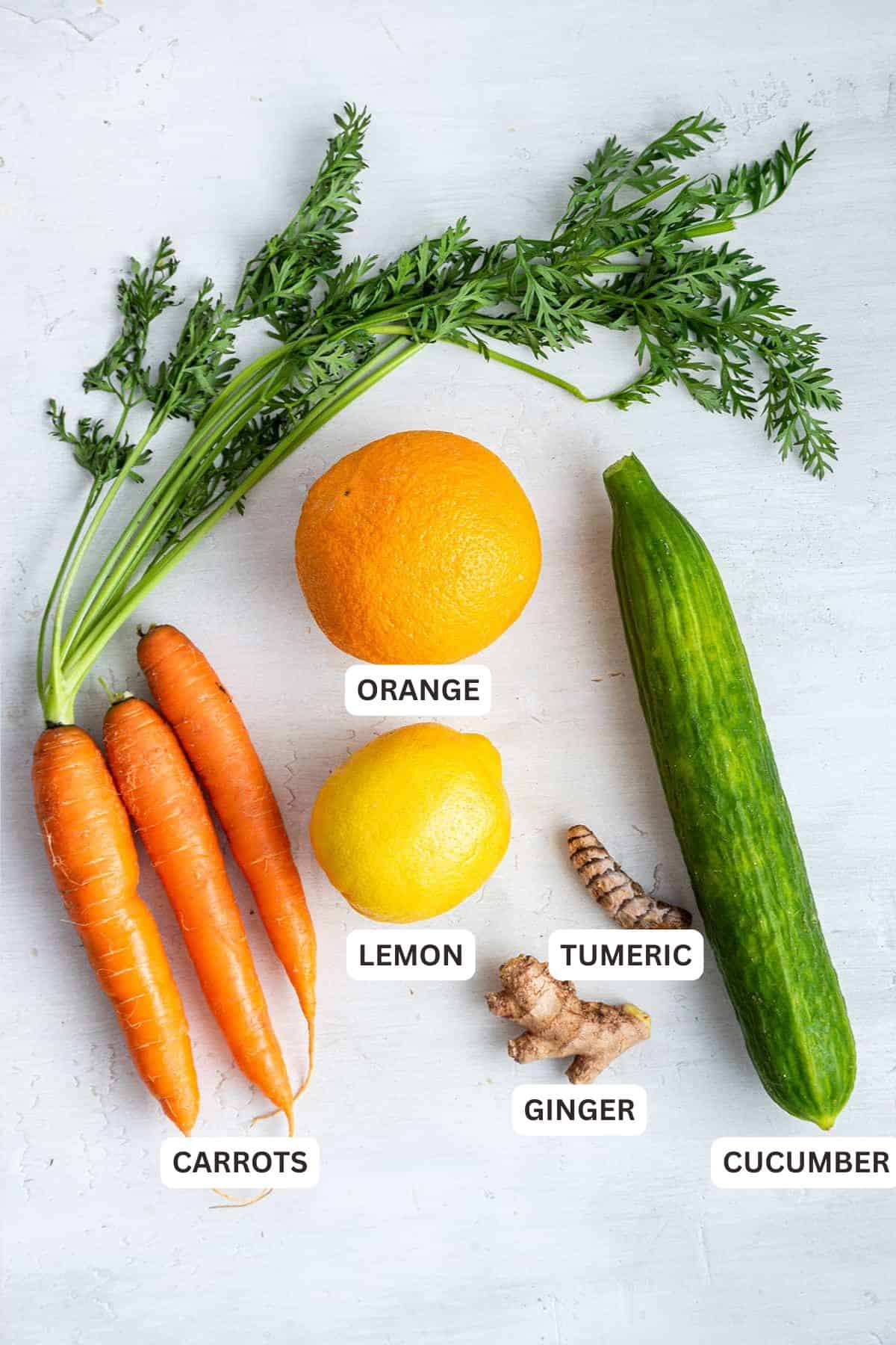 Ingredients for Carrot Juice.