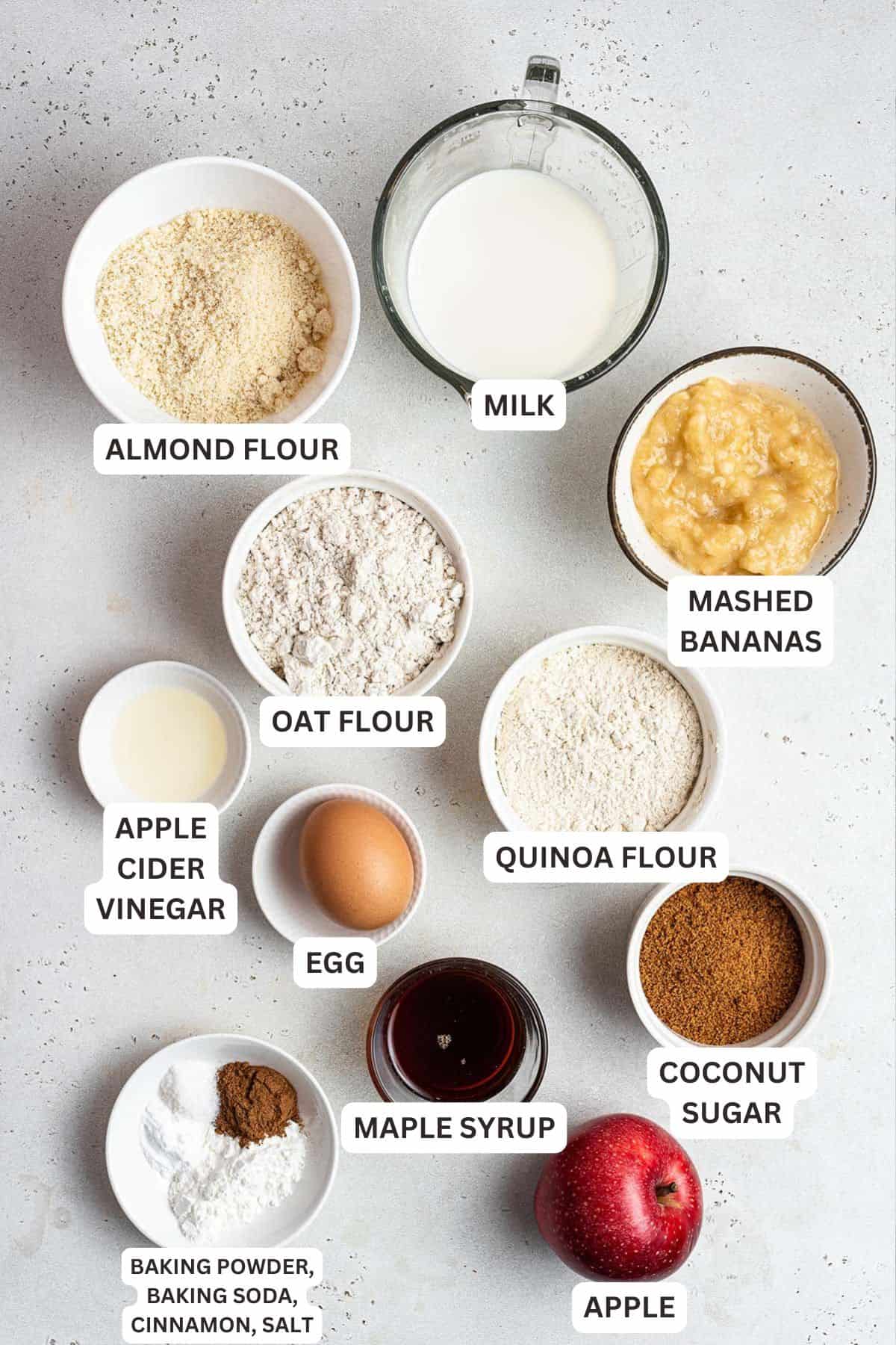 Ingredients for Apple Cinnamon Muffins.