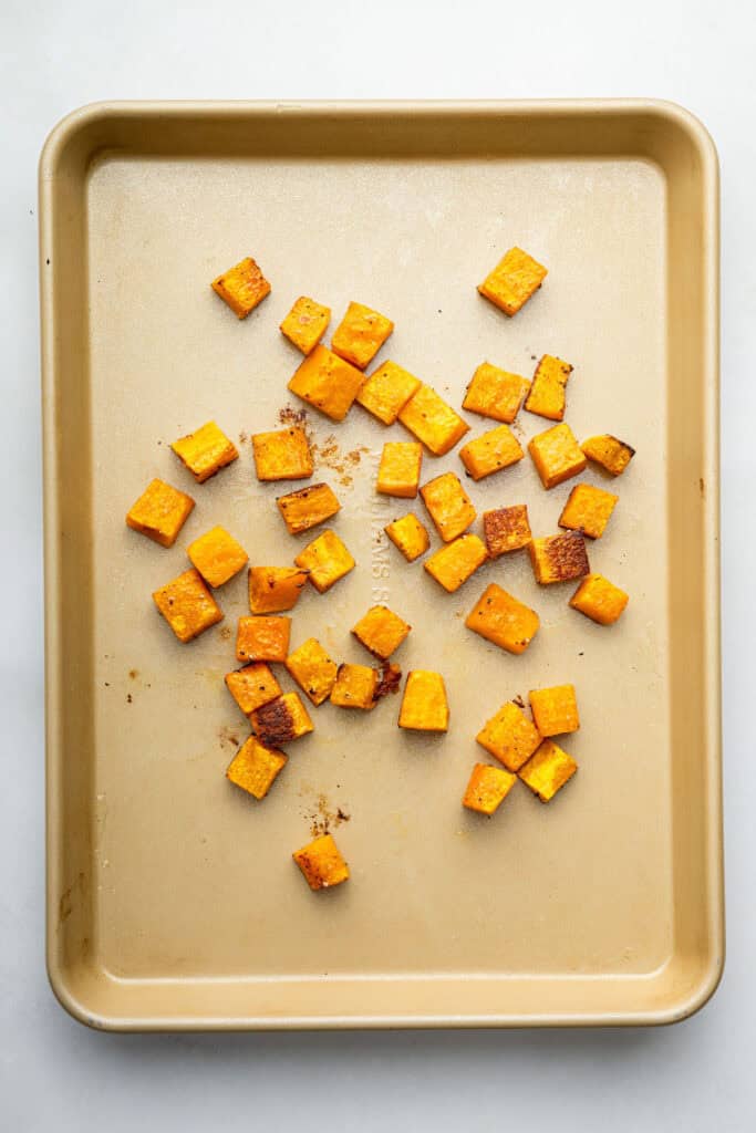 Roasted butternut squash on sheet pan