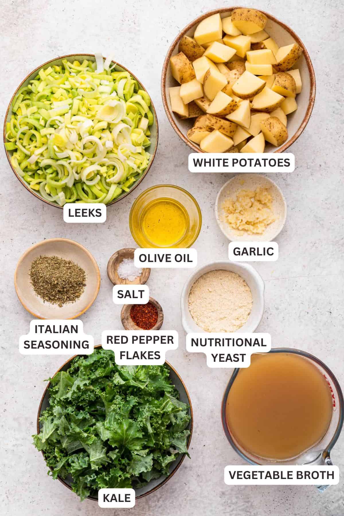 Ingredients for Vegan Potato Soup.