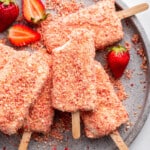 Strawberry shortcake ice cream bars on plate