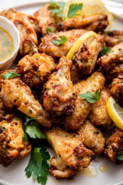 Platter of lemon pepper chicken wings