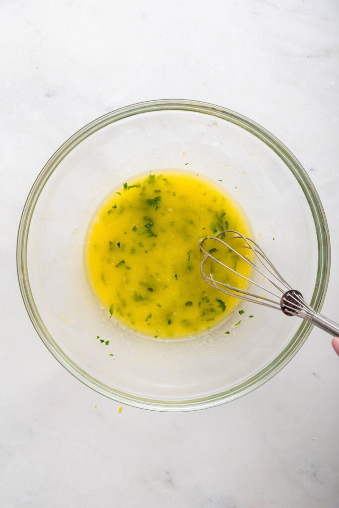 Whisking sauce for lemon pepper chicken wings