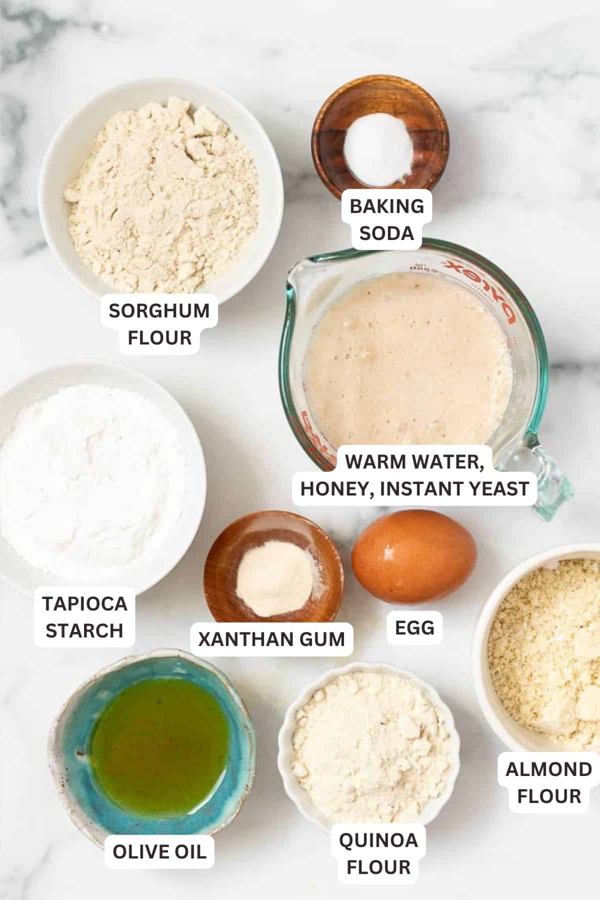 Ingredients for Gluten-Free English Muffins.