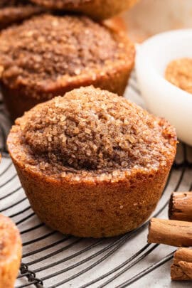 Cinnamon muffins on wire rack