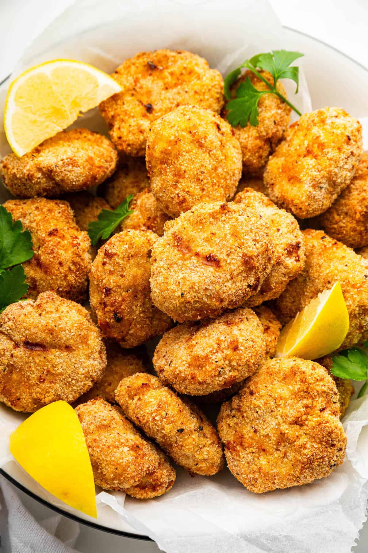 Plate of homemade chicken nuggets