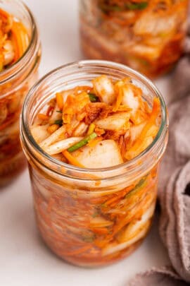 Jar of homemade kimchi