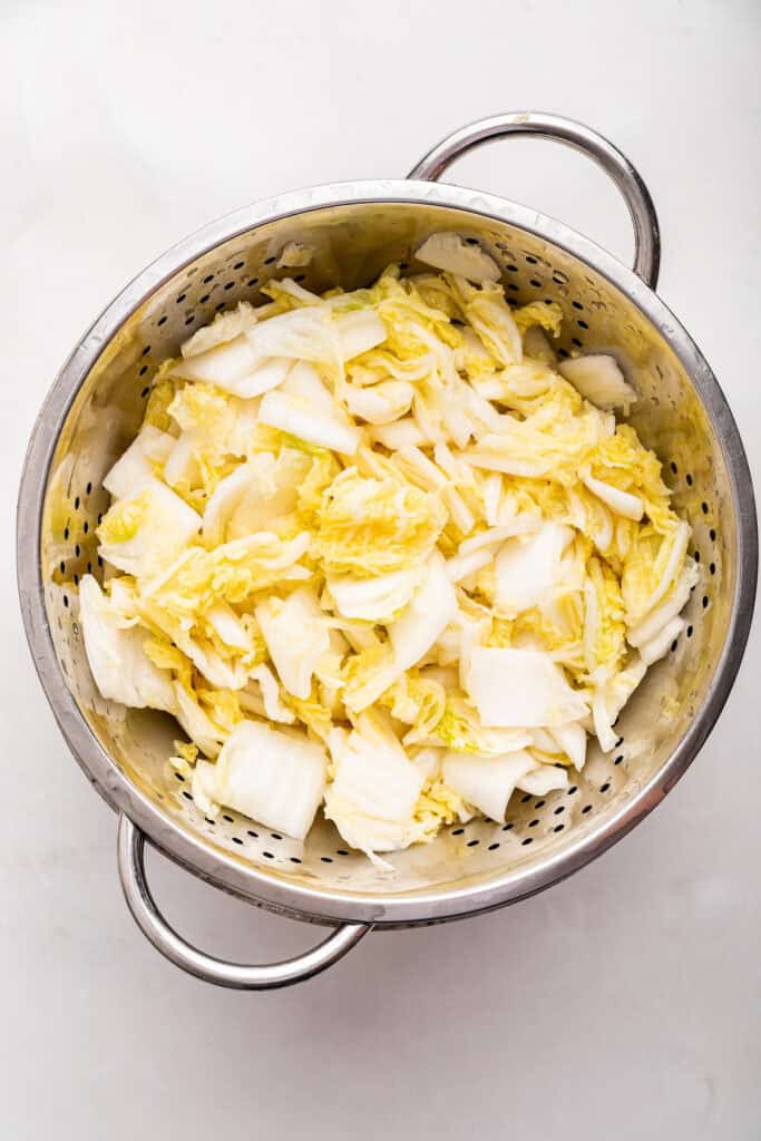 Cabbage in colander