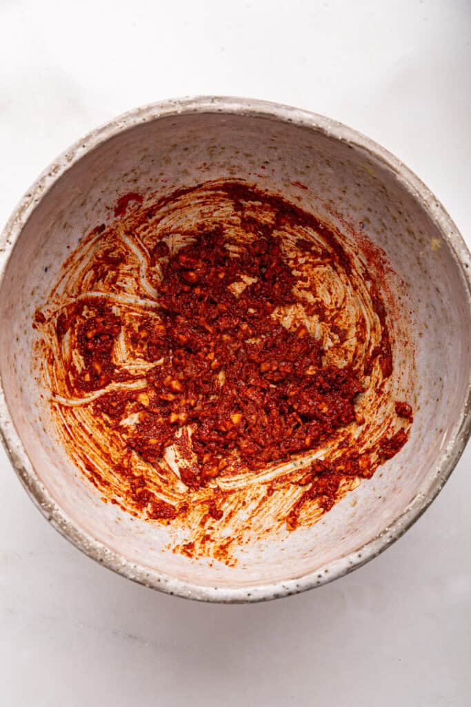 Bowl of sauce for kimchi