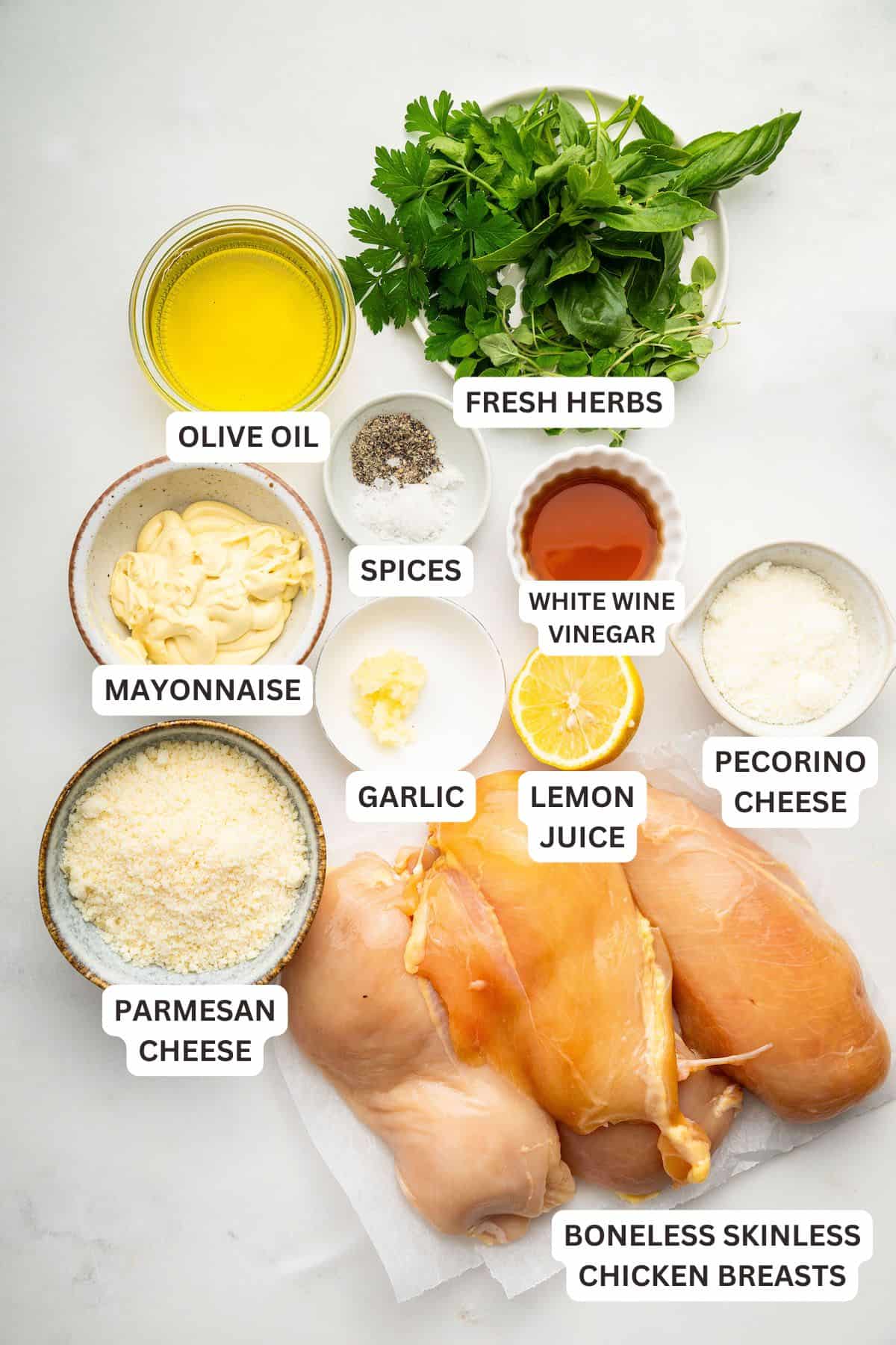 Ingredients for Italian Dressing chicken,