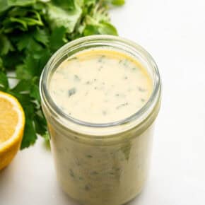 Creamy Italian dressing in jar