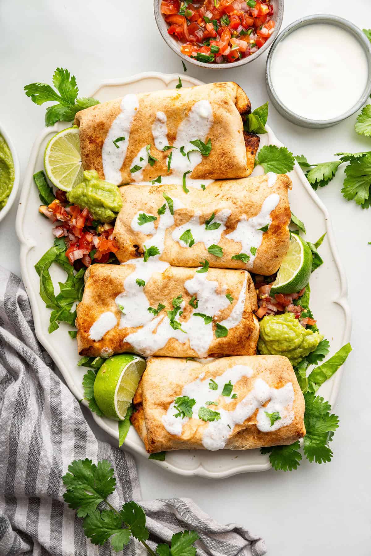 Platter of air fryer chimichangas