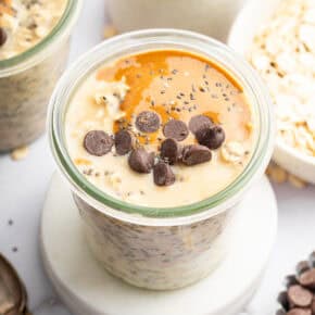 Peanut butter overnight oats in jar